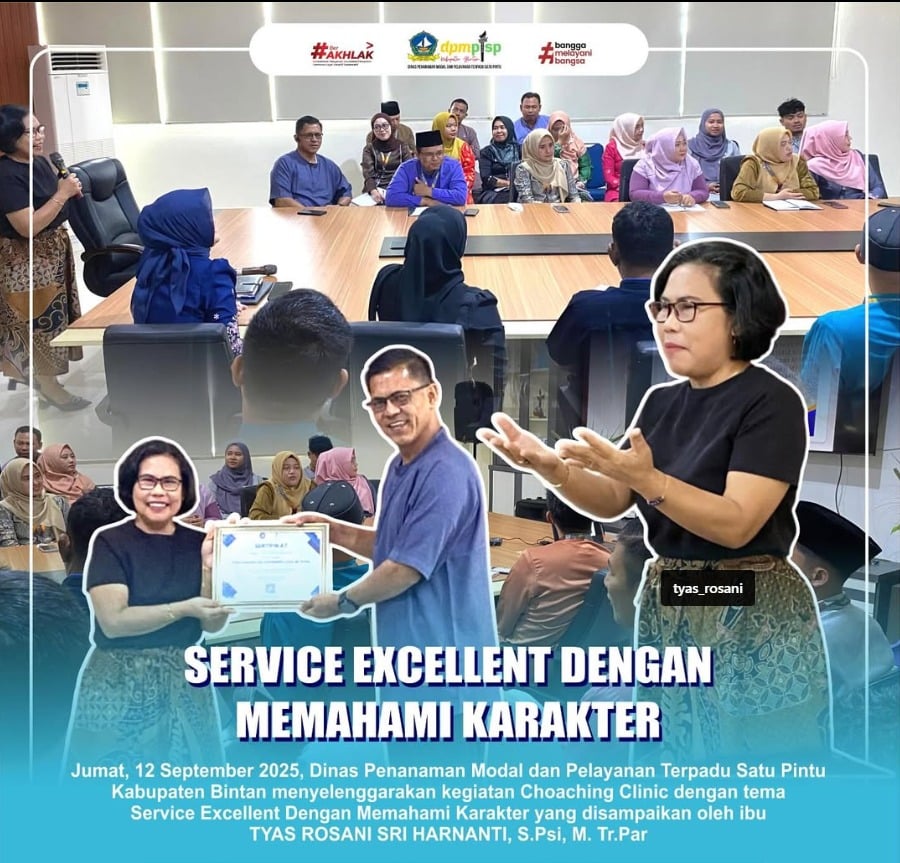 Alumni Batam Tourism Polytechnic, Tyas Rosani, S.Psi., M.Tr.Par., Jadi Narasumber Coaching Clinic DPMPTSP Bintan